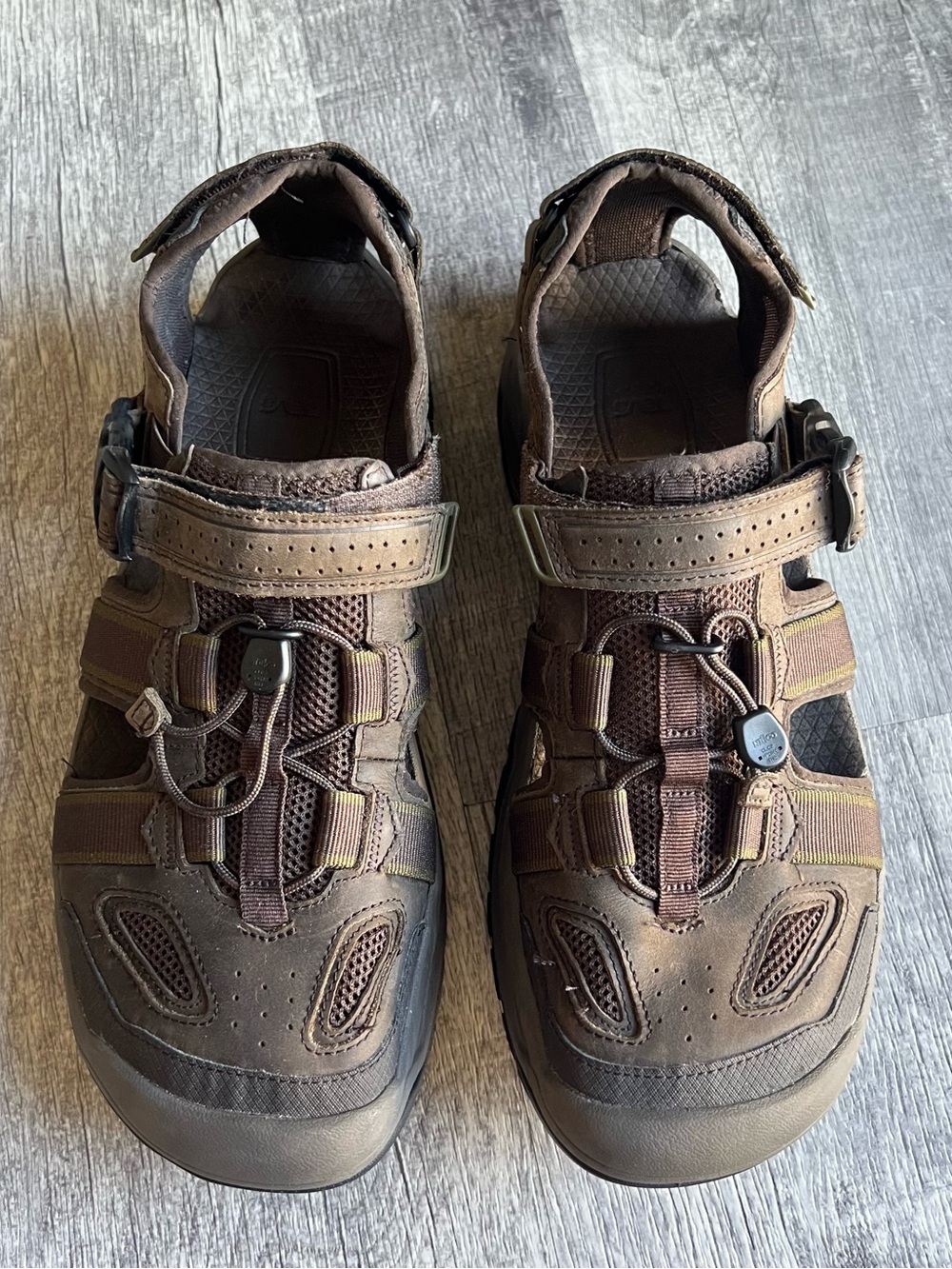 TEVA BROWN OMNIUM 2 LEATHER WATER SHOES ACTIVE HIKE SANDALS MEN US 12